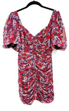 Zara Romantic Coquette Floral Ruched Puff Sleeve Mini Dress NWT Cottagecore S